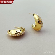 Pearl Silver Needle Earrings Large Hoop Earrings European and American Style High-end Personality Ex