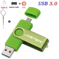 USB JASTER 3.0ความเร็วสูง OTG USB โลหะแฟลชไดร์ฟ Pendrive 4GB 8GB 16GB 32GB 64GB คีย์ Usb 128GB ไดรฟ์โอทีจีแท่งไดรฟ์ปากกาแฟลช TYPE-C