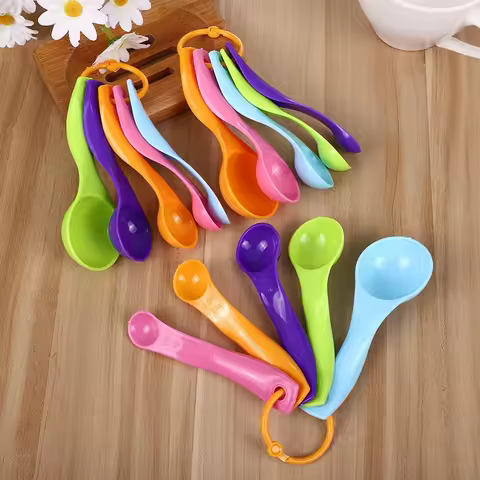 5pcs/Set Plastic Measuring Spoons 1 / 2.5 / 5 / 7.5/ 15ml Measure Gram Cups Child Milk Powder Spice 