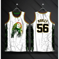 Basketball Jersey for Men Sublimation Customized Name and NumberBob Marley Jersey Reggae Jersey Whit