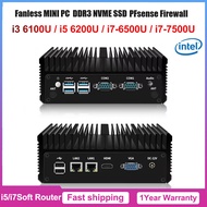 Fanless MINI PC i3 6100U/ i5 6200U/i7-6500U/i7-7500U 8GB 256G MINI PC Stable Operation Soft Router