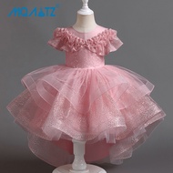 MQATZ Pageant Trailing Party Girls Dress For Kids Clothes Sequin Princess Dresses Birthday Wrinkle D