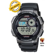 (Men CASIO AE-1000W-1BVDF World Map,World Time Digital Resin Band Men Watch