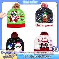 E7G-LED Christmas Hat Knitted Beanie Christmas Light Up Knitted Hat Christmas Gift for Kids Xmas New Year Decorations