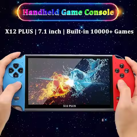 X12 Plus Portable Gaming Console, 7.0-Inch Hd Screen Portable Audio-Video Player Classic Games Over 