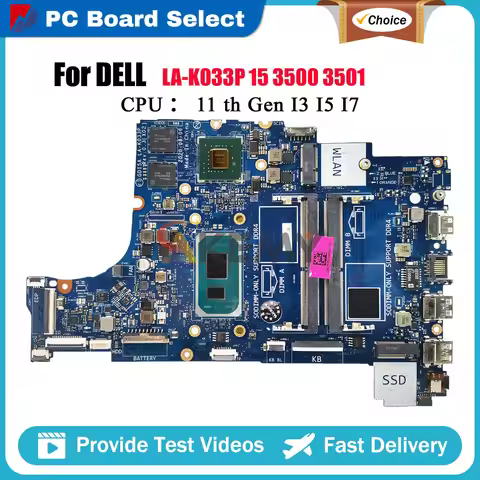 Laptop Motherboard For Dell Inspiron 3500 3501 Vostro 3400 GD15A LA-K033P with I3 I5 I7 CPU GPU MX33