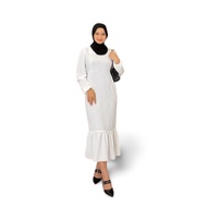 zaskia midi dress s-3xl crinkle baju gamis terbaru jumbo gamis remaja - putih l
