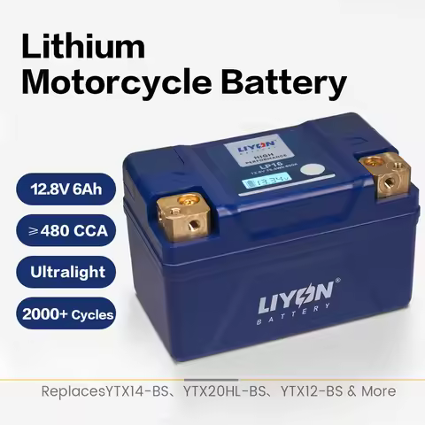 12.8V 6Ah Lithium Motorcycle Battery, 420A Max Starting Current, LiFePO4 Battery with Built-in BMS,