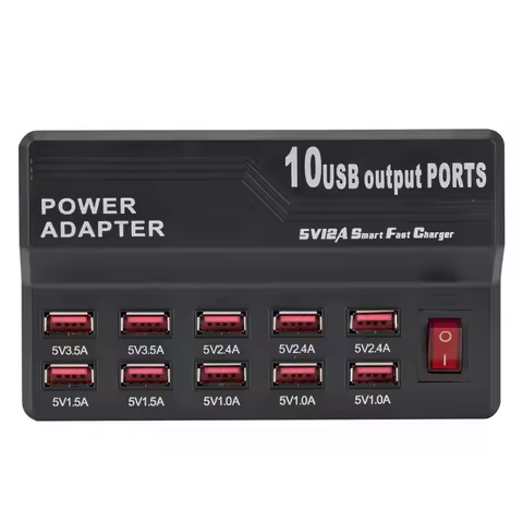 Multi 10 Port 12A 60W Charger USB Power Quick Charge Station For iPhone 7 5 5S 6 6S Plus iPad LG Sam