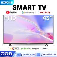 Expose Smart tv 43 inch android12.0  led TV flat screen tv 4k FHD smart tv Android 12.0 Black television