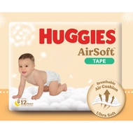 Huggies Airsoft Tape DIaper - S (4 - 8kg, 58 Pcs) | M (6-11kg, 60 Pcs)