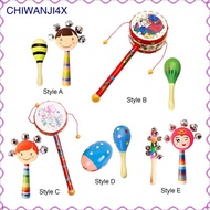 [chiwanji4x] 2 Pieces Wooden Baby Rattle Toys Montessori Musical Toys Noisemaker Toy Kids Playing Mu