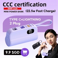 Mini Power Bank CCC certification Capsule Portable Charger Dual Charging Heads Powerbank
