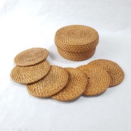 LusioSB Rattan Coaster Set Heat Resistant Coaster Set Rattan PG