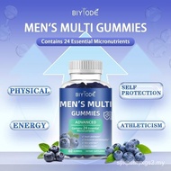 BIYODE Men's Multivitamin Gummies 24 Micronutrients Vitamins A C D E K B1 B2 B6 B12 Zinc CoQ10 Blueb