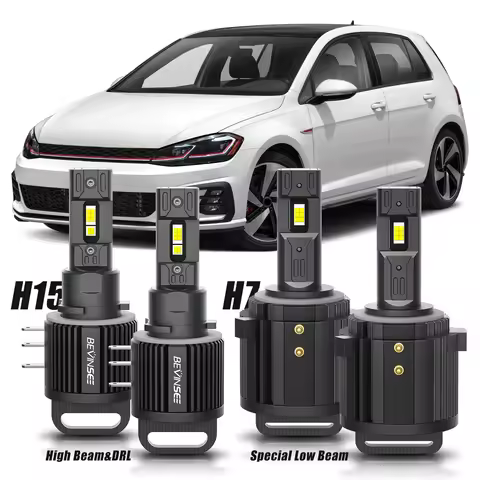 BEVINSEE H7 H15 LED Headlight Bulbs High/Low Beam+DRL 100W 10000LM for VW for Golf MK6/7 GTI/R for P