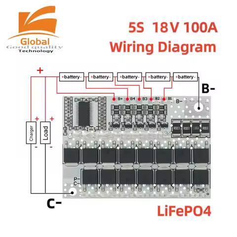 GBL 5S 4S 3S BMS 100A 21V 18V 16.8V 12V 18650 Li-ion LMO Ternary Lithium Battery Protection Circuit 