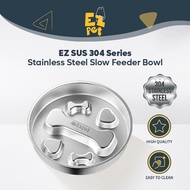 EZPET🐱【EZ SUS 304Series—Stainless Steel Pet Slow Feeder Bowl】Dog Cat Feeding Bowl Food Bekas Mangkuk