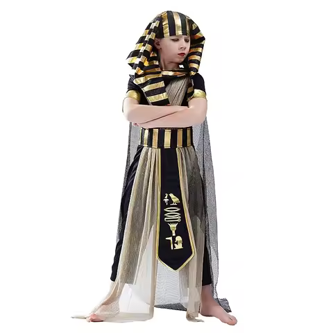 High Quality Ancient Egypt Purim Costume for Kids Egyptian Pharaoh Clothes Costumes Disgusie Hallowe