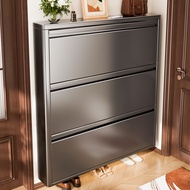 [48H Shipping] Ultra-thin Steel Shoe Cabinet CM Home Entrance Doorway Shoe Rack Integrated Wall-Moun