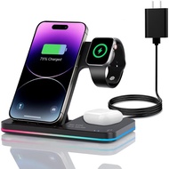 Wireless Charger 3 in 1 Charging Station lPhone Fast Foldable Charging Stand for Apple Multiple Devi