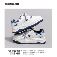[Yueji Clothing Store] All-Match Fashion Bow Thick-Soled Platform Shoes Low-Top Lace-Up Checked High