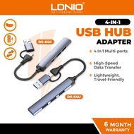 LDNIO DS-64U/DS-64C USB Hub Adapter Dock Station Mini Converter Multiple Ports TYPE C 4 IN 1