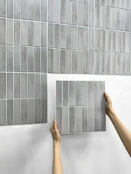 1/10 件 3d 磁磚貼紙淺灰色即剝即貼牆磚自黏廚房磁磚後擋板浴室牆貼裝飾 3d 牆板防水