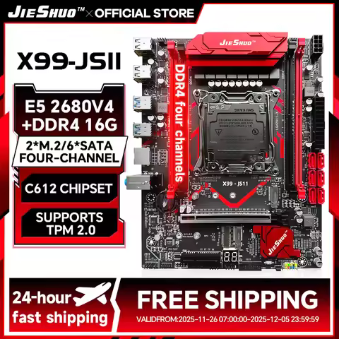 JIESHUO X99-JS11 Game Motherboard Combo with Xeon E5 2682 V4 + 16GB RAM, Supports TPM2.0, 8-Phase Po