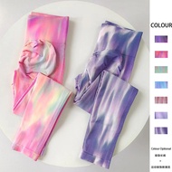 Seluar Yoga Pinggul Peach Tie-Dye Pinggang Tinggi Kawalan Perut Seluar Kecergasan Wanita Tie-Dye Lar