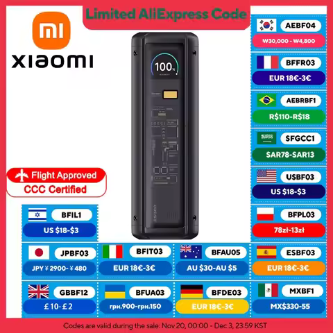 XIAOMI Power Bank 25000mAh 212W PD3.1,3‑Port Fast Charge,3C Certified,Portable External For iphone 1