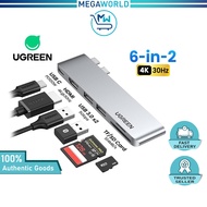 UGREEN 6 in 2 USB C Hub MacBook Pro Air Adapter 4K HDMI Thunderbolt 3 100W PD Card Reader USB 3.0 Po