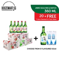 JINRO SOJU Mix &amp; Match | Choose from 5 Flavours | 360ml x 20's + FREE 1 Chamisul Bottle+ 2 Tonic Water Cans