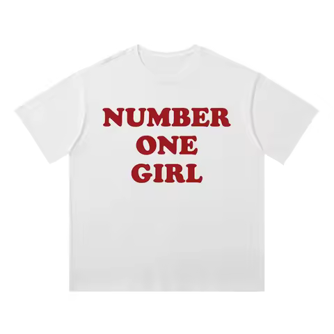 Number One Girl Cotton T-shirt Women Men Crewneck Short Sleeve Tee