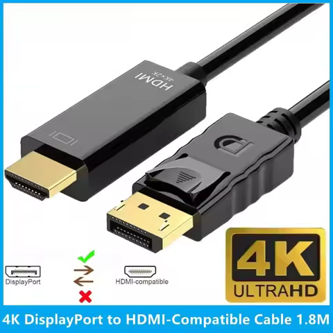 1.8M DisplayPort to HDMI Compatible Cable 4K DP to HDMI Adapter Display Port Video Audio Converter f