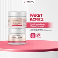 ASLEY Acne Package 2 Sunscreen Acne care and Dermasley Night Cream Acne Glow