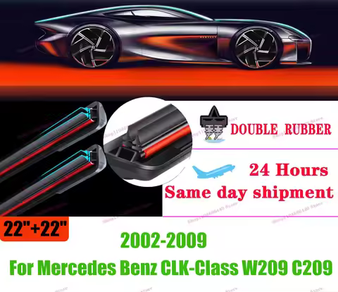 Double rubber Wiper Blades For Mercedes Benz CLK-Class W209 C209CLK 200 240 270 280 320 350 500 550 