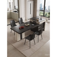 Rectangular New Style Table Dining Table Chair Island Solid Wood Table Modern Retractable Integrated