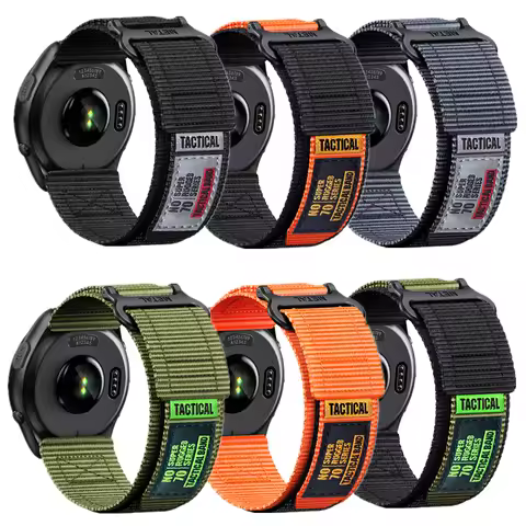 20/22mm Tactical Nylon Hook Loop Watch Band For Garmin Forerunner 158 245 255 265 Venu Samsung Galax