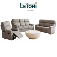 Letoni- 1+2+3sofa  Complete Sofa Set/Free Round Coffee Table/Grey fabric sofa set/ Modern reclining 