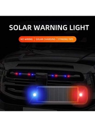 1入組太陽能防撞小型警示燈,普遍適用於夜間騎乘摩托車、電動車、自行車尾燈紅藍閃光警示燈