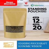 (PACK) Kraft Paper Packaging WINDOW 12x20 Standing Pouch WINDOW 12 x 20