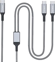 100W 2-in-1 USB-C Cable 4FT, Dual Outputs 5A Fast Charging, Splitter Multi USB Type C Charge for Mac