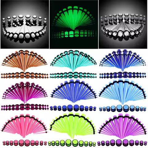 36pcs/lot Acrylic Ear Gauge Taper and Plug Stretching Kits Mixed Color Ear Flesh Tunnel Expansion Pi