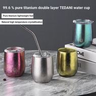 99% Pure Titanium Beer Mug 01019/Household Water Cup/Double Layer/120ml/240ml/Straw/with Lid/Outdoor