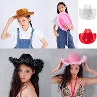 //-Kids Girls Cowboy Hats Wide Brim Western Cowgirl Hat with Adjustable Strap  Costume Accessories