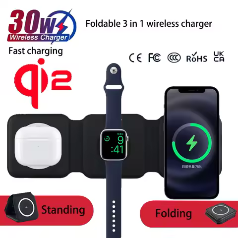 Qi2 25w 3in1 Wireless Charger Magnetic Foldable Charging Station Travel Fast Charging Phone for ipho