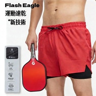 Ready Stock | Flash Eagle Pickleball Double-layer Quick-drying Fitness Shorts | Men's Summer Ice Sil
