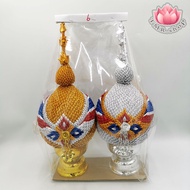พานพุ่มเงินทอง พานพุ่มผ้าเงินทอง ขนาดเบอร์ 4/5/6/7 (( ราคา/คู่ ))