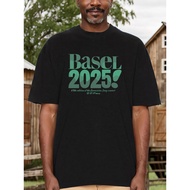 Unisex Eurovision Song Contest 2025 Basel T-Shirt - Black Cotton Short Sleeve with Green Basel 2025